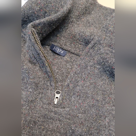 J Crew Sweater Boys XL Lambs Wool Blend Heather Grey 1/4 Zip Warm Heavy - Picture 8 of 9